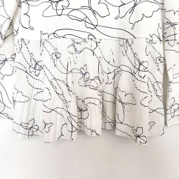 NWOT Ann Taylor Abstract Butterly Pleated Long-Sleeve Blouse - Picture 6 of 8